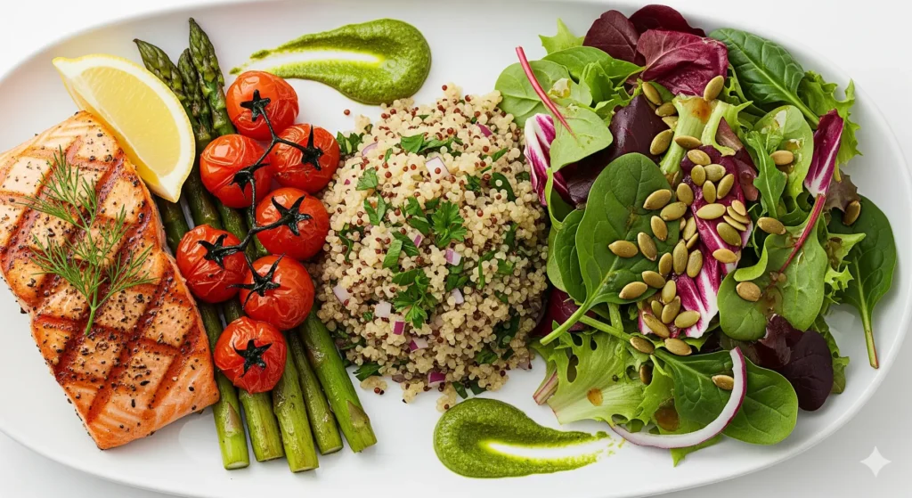 Comida equilibrada con proteínas y verduras – mantener el peso ideal- Manga Gastrica Endoscopica