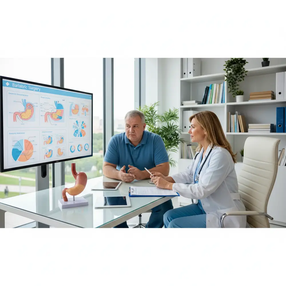 Paciente con obesidad consultando sobre qué es la cirugía bariátrica- manga gástrica endoscopica