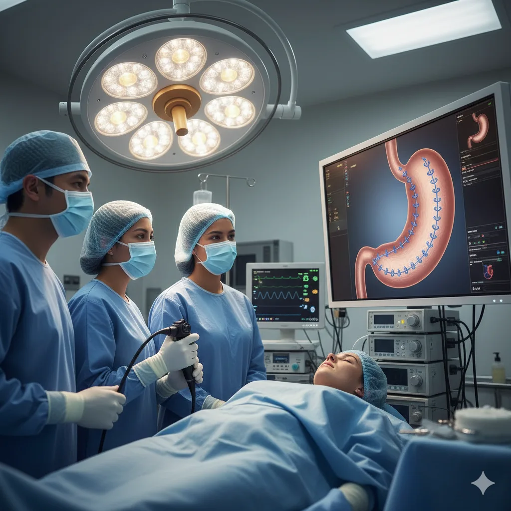 Médico explicando qué es la manga gástrica endoscópica a un paciente - manga gastrica endoscopica